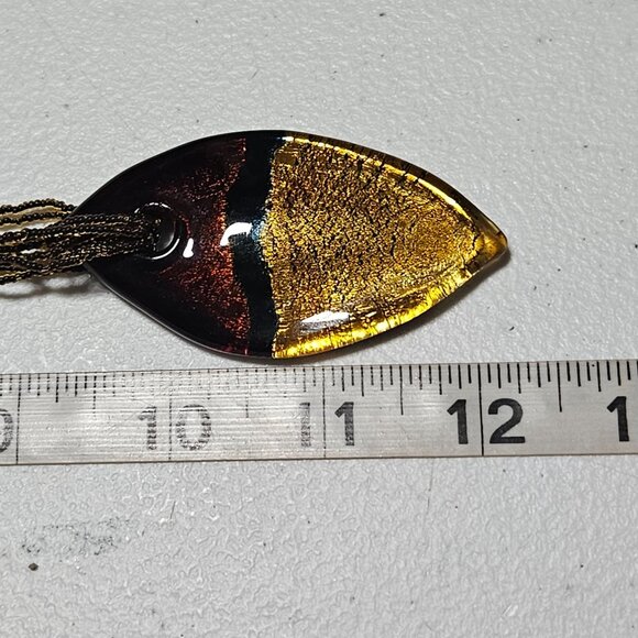 Vintage Murano Glass Necklace Gold Black Seed Beaded Chain Fashion Jewelry - Picture 8 of 8